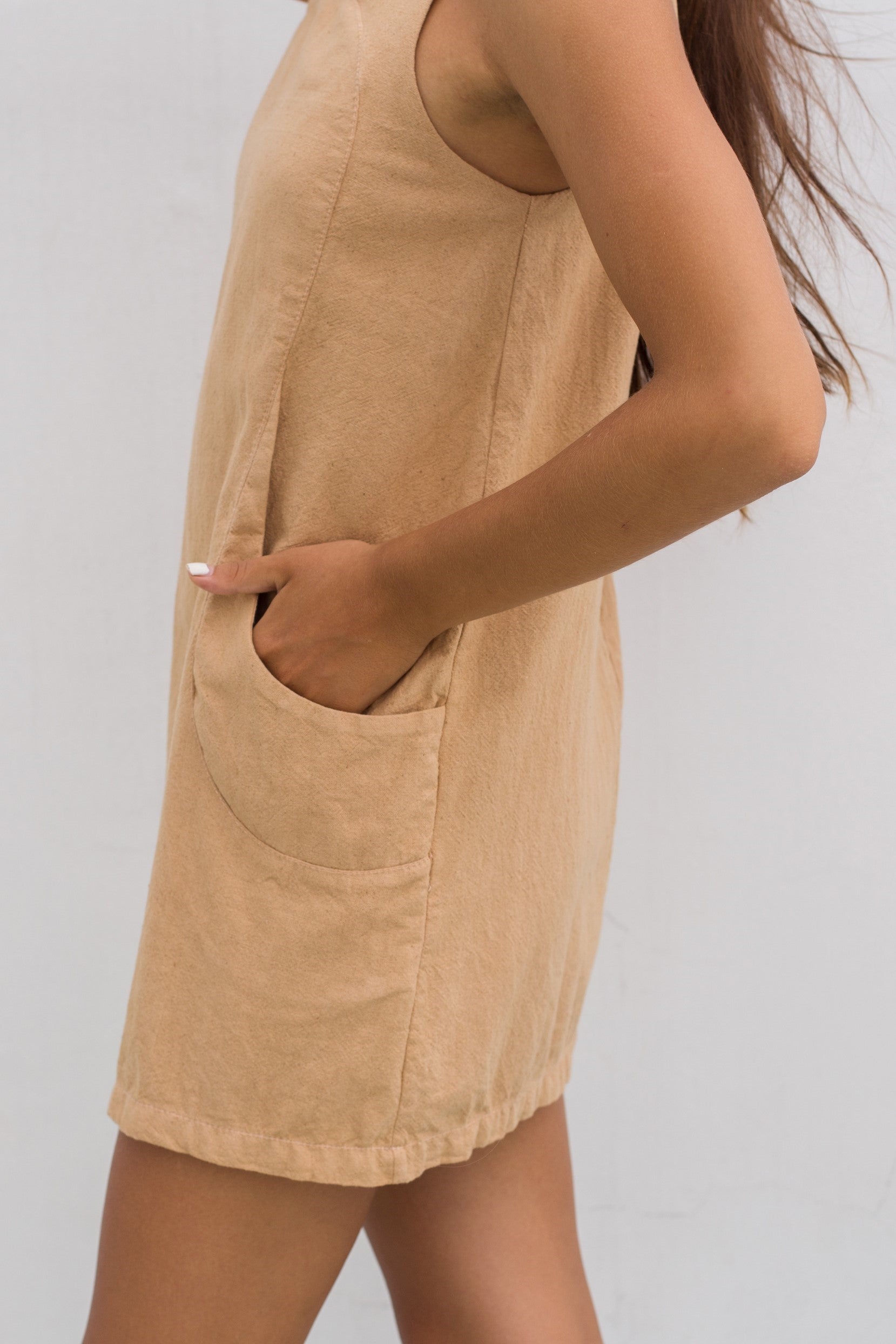 Retro dress cotton bisque beige / sea green / crocodile green – Zenzen Bali