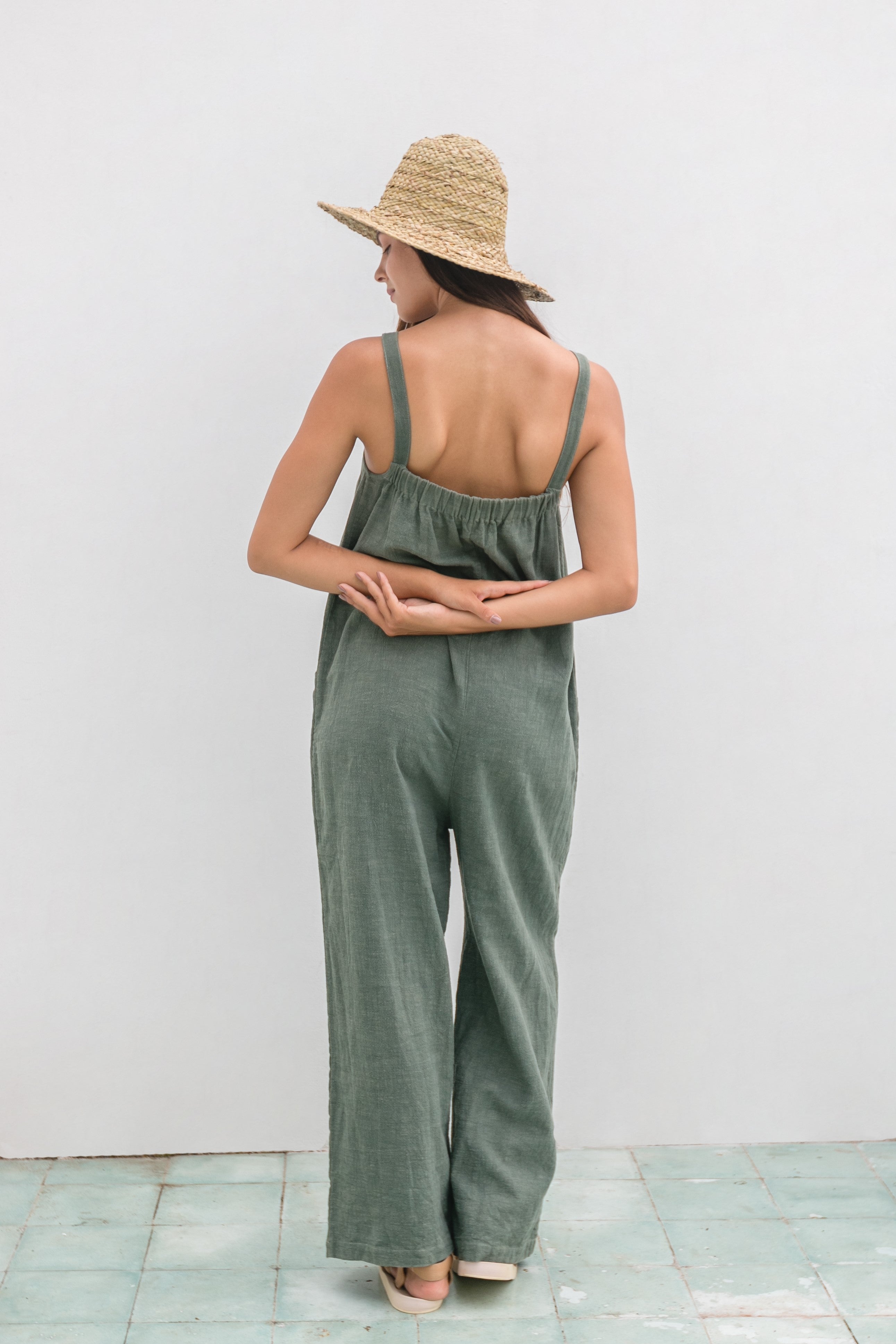 Long cotton jumpsuit shamrock green – Zenzen Bali