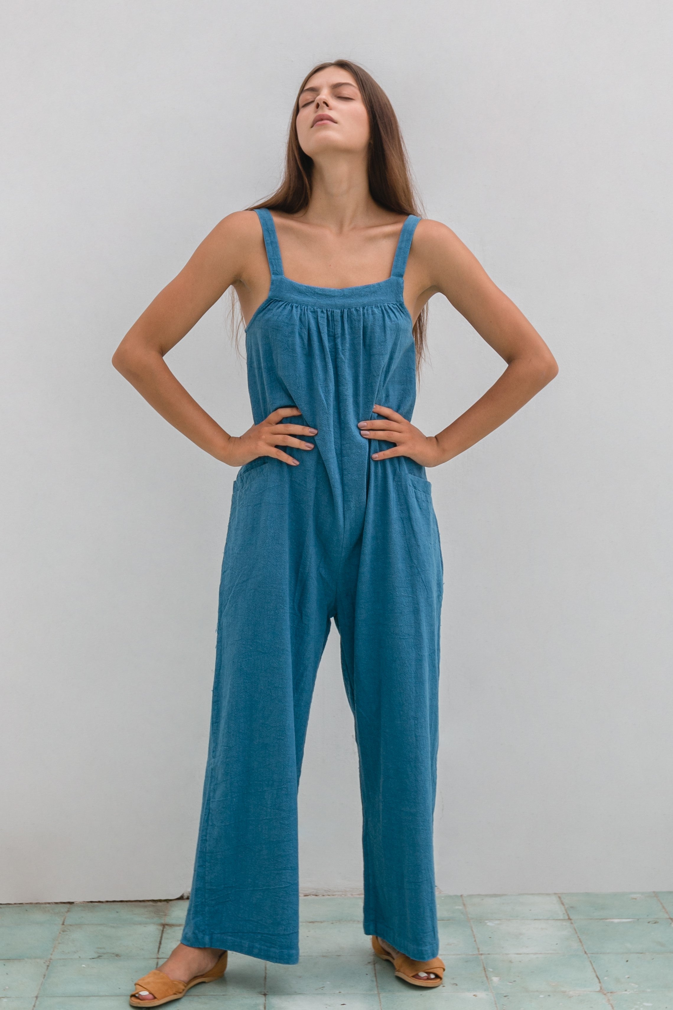 Blue Vanilla Blue Ditsy Floral Oversized Jumpsuit | New Look