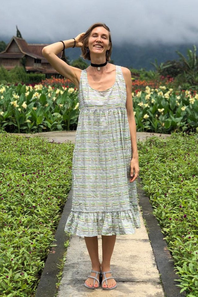 bali cotton dresses Bali" Hand Block Printed Flared Cotton Dress The Ethnic Label